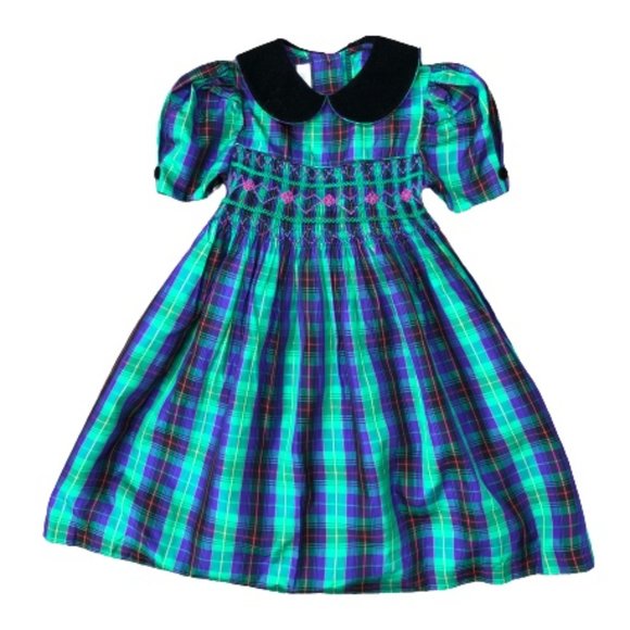 Vintage Bonnie Jean Tartan Plaid Taffeta Formal Holiday Christmas Party Dress 6 - Picture 1 of 15